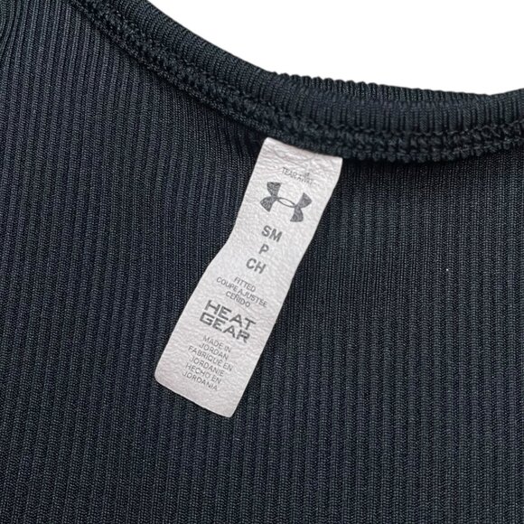 Under Armour Women’s Small Heat Gear Fitted Black Ribbed Tank Top Workout Gym - Picture 5 of 5